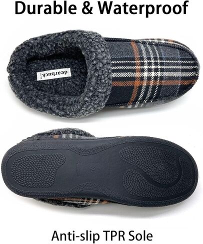 Dearbuck Men’s Slippers, Ultra Soft Warm House Shoes for Men with Rubber Sole, Comfy Winter Slippers Moccasin Slippers Indoor Outdoor in Saudi Arabia