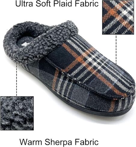 Dearbuck Men’s Slippers, Ultra Soft Warm House Shoes for Men with Rubber Sole, Comfy Winter Slippers Moccasin Slippers Indoor Outdoor in Saudi Arabia