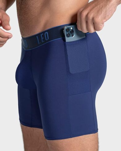 Long Leg Athletic Boxer Briefs with Side Pocket - Quick Dry Mens Underwear in Kuwait