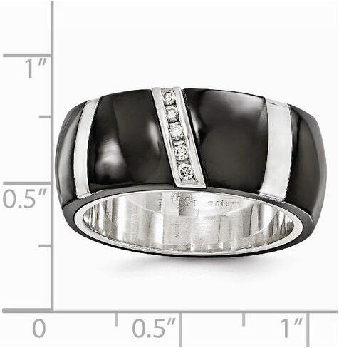Sonia Jewels Black Titanium Men's and 925 Sterling Silver Men's .10ctw Diamond 10mm Men's Wedding Band Ring in Saudi Arabia