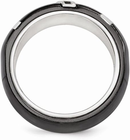 Sonia Jewels Black Titanium Men's and 925 Sterling Silver Men's .10ctw Diamond 10mm Men's Wedding Band Ring in Saudi Arabia