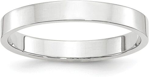 10k White Gold 3mm Flat Plain Classic Wedding Band Ring in Saudi Arabia