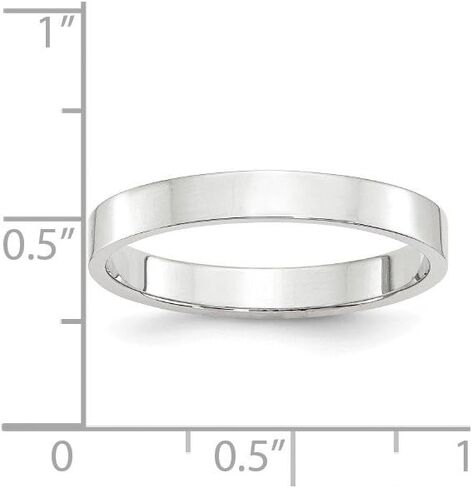10k White Gold 3mm Flat Plain Classic Wedding Band Ring in Saudi Arabia