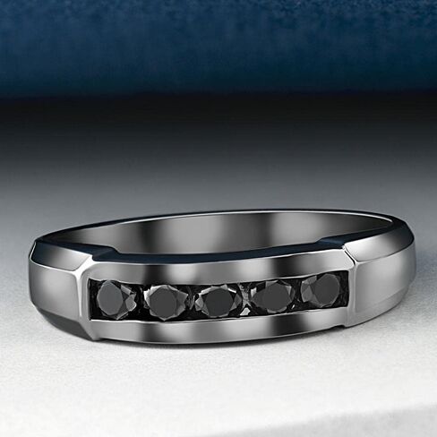 1/2ct Black Diamond Mens Wedding Band 10K Black Gold in Kuwait