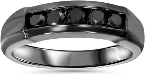 1/2ct Black Diamond Mens Wedding Band 10K Black Gold in Kuwait
