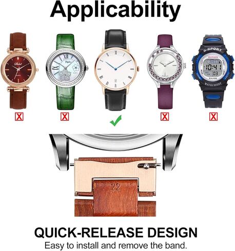 Quick Release Watch Band, AIYIBEN Natural Wood Watch Band, Choice of Strap Colour and Width 18mm, 19mm, 20mm, 21mm, 22mm, 23mm or 24mm in Kuwait