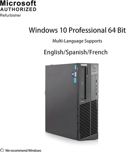 Lenovo Think Center M81 SFF Desktop Computer, Intel Quad Core I5-2400 3.1GHz up to 3.4GHz, 12GB RAM, 240GB SSD, DVD, WIFI, BT 4.0, HDMI, VGA, DP port, W10P64 (Renewed) in Saudi Arabia