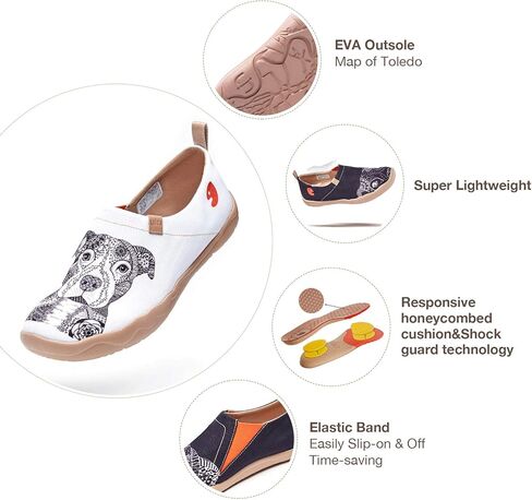 UIN Men's Loafers Lightweight Sneakers Walking Casual Slip ons Art Painted Travel Shoes Pitbull (9.5) in Kuwait