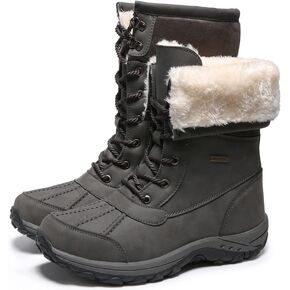 Mens Snow Duck Boots Waterproof Insulated Warm Fur Lined Winter Boots Non Slip Rubber Hiking Boots Casual Outdoor