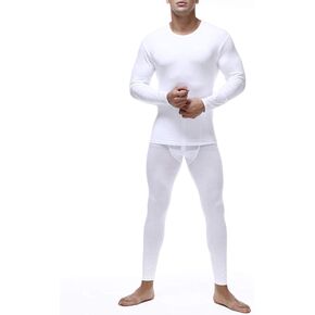 Locachy Men's Ultra Soft Thermal Underwear Set Stretchy Thin Modal Cotton Long Johns Top & Bottom Set