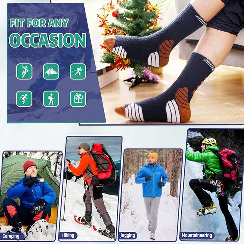 جوارب رجالي للمشي لمسافات طويلة من صوف ميرينو شتوي سميك حراري دافئ، جوارب عمل مريحة 5 أزواج in Kuwait
