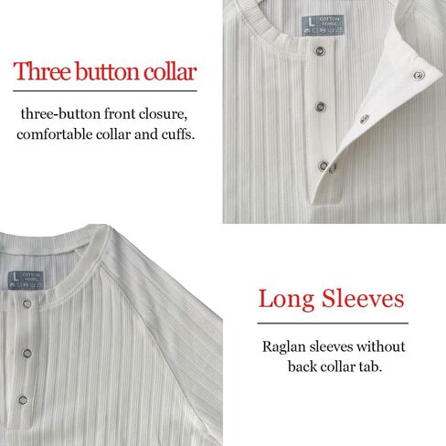 Muscle Cmdr Men's Ribbed Henley Shirt Short Sleeve Slim Fit Muscle Shirt Fitted Cotton Casual Long Sleeve in Saudi Arabia