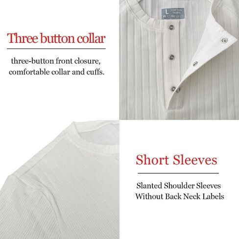Muscle Cmdr Men's Ribbed Henley Shirt Short Sleeve Slim Fit Muscle Shirt Fitted Cotton Casual Long Sleeve in Saudi Arabia
