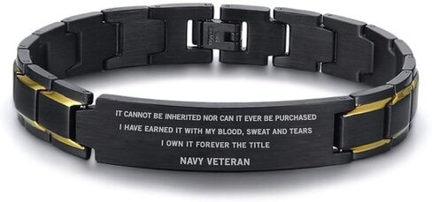 Navy Veterans Gifts Bracelet - Navy Veterans Bracelet Christmas - Navy Vets Birthday Gift - Men Black Stainless Steel Bracelet Gift - I own it forever the title Navy Veteran in Saudi Arabia