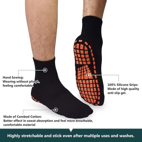GRPSKCOS Non Slip Socks for Men House Socks with Grips 3 Pairs Anti-Skid Yoga Pilates Tile Wood Floors Hospital Slipper Socks in Saudi Arabia