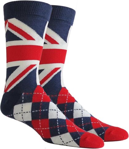Vangobeauty British Flag Argyle Men Women Combed Cotton Socks Made In USA in Saudi Arabia