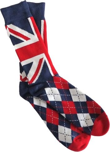 Vangobeauty British Flag Argyle Men Women Combed Cotton Socks Made In USA in Saudi Arabia