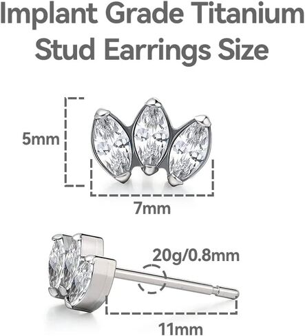 Limerencia Pure Titanium Hypoallergenic Earrings | CZ Crown Cubic Zirconia | Implant Grade Piercing jewelry| Suitable for Sensitive Ears Delicate Jewelry in Saudi Arabia