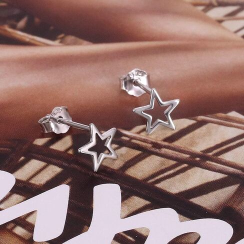 Tiny Cartilage S925 Sterling Silver Stud Earrings for Women Men Girls Geometric Minimalist Small Tragus Cute Huggie Piercing Studs Post Jewelry Gifts for Birthday Bff Daughter in Saudi Arabia