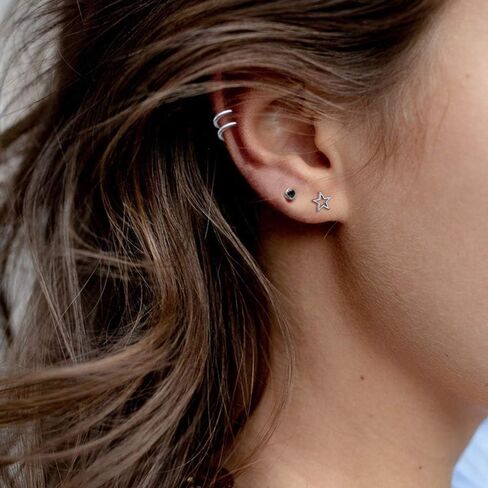 Tiny Cartilage S925 Sterling Silver Stud Earrings for Women Men Girls Geometric Minimalist Small Tragus Cute Huggie Piercing Studs Post Jewelry Gifts for Birthday Bff Daughter in Saudi Arabia