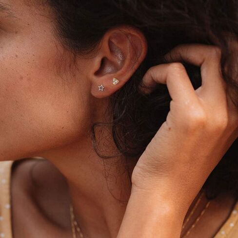 Tiny Cartilage S925 Sterling Silver Stud Earrings for Women Men Girls Geometric Minimalist Small Tragus Cute Huggie Piercing Studs Post Jewelry Gifts for Birthday Bff Daughter in Saudi Arabia
