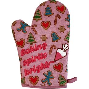 Baking Spirits Bright Oven Mitt Funny Christmas Holiday Cookie Baking Novelty Kitcken Glove Funny Graphic Kitchenwear Christmas Funny Food Novelty Baking Oven Mitt