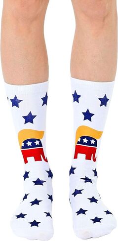 Living Royal - Trump Elephant Crew Socks Fun Designs 3D Print, Colorful and Durable - One Size Fit the Most - Proudly made in the USA in Saudi Arabia