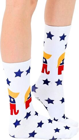 Living Royal - Trump Elephant Crew Socks Fun Designs 3D Print, Colorful and Durable - One Size Fit the Most - Proudly made in the USA in Saudi Arabia
