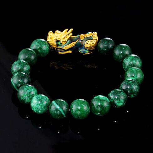 Abitoncc 14K Plated 12 mm Feng Shui Men Bracelet Pixiu Piyao Color Change Black Bead Lucky Bracelet Bangle Wristband Women Girl Boy in Saudi Arabia