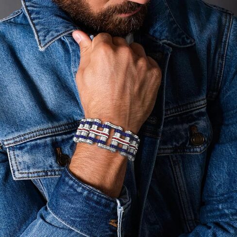 Mens Bikers Bracelet of Stainless Steel Masculine Style Motorcycle Bike Chain Bracelets 8.25 inch in Saudi Arabia