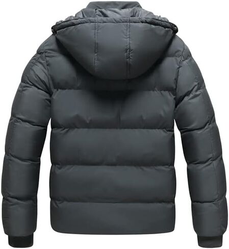 YEABEDA Mens Winter Outdoor Coat, Heavy Weight Hooded Puffer Jacket, Windbreaker for Men in Saudi Arabia
