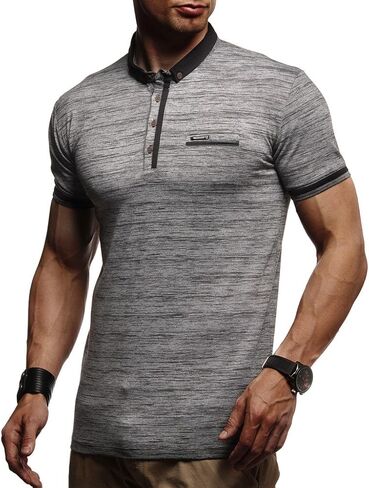LEIF NELSON Men's Modern Basic T-Shirt with Buttons Shortsleeve Sweatshirt Polo Sweater Jacket Slim Fit LN1280 in Saudi Arabia