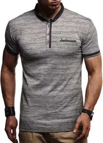 LEIF NELSON Men's Modern Basic T-Shirt with Buttons Shortsleeve Sweatshirt Polo Sweater Jacket Slim Fit LN1280 in Saudi Arabia