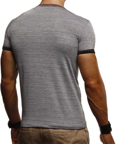 LEIF NELSON Men's Modern Basic T-Shirt with Buttons Shortsleeve Sweatshirt Polo Sweater Jacket Slim Fit LN1390 in Saudi Arabia