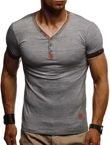 LEIF NELSON Men's Modern Basic T-Shirt with Buttons Shortsleeve Sweatshirt Polo Sweater Jacket Slim Fit LN1390 in Saudi Arabia