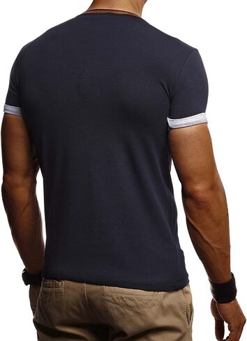 LEIF NELSON Men's Modern Basic T-Shirt with Buttons Shortsleeve Sweatshirt Polo Sweater Jacket Slim Fit LN1390 in Kuwait