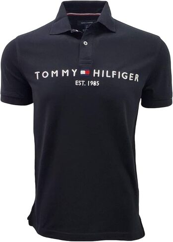 قميص بولو شبكي بشعار الجرافيك مطرز للرجال من Tommy Hilfiger in Kuwait
