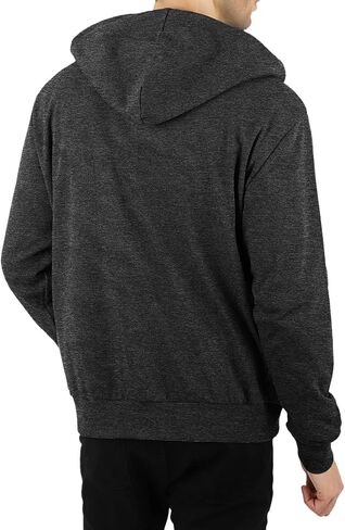 Mens Slim Fit Long Sleeve Lightweight Zip-up Hoodie Mixed Waffle Knit with Kangaroo Pocket in Saudi Arabia