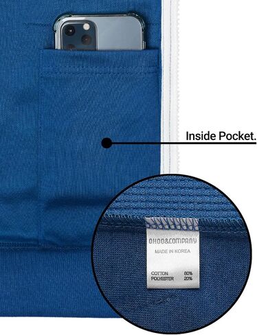 Mens Slim Fit Long Sleeve Lightweight Zip-up Hoodie Mixed Waffle Knit with Kangaroo Pocket in Saudi Arabia