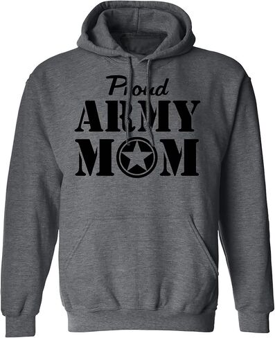 zerogravitee Proud Army Mom Hooded Sweatshirt in Dark Heather Gray in Saudi Arabia