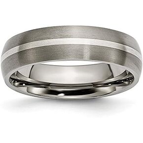 Sonia Jewels Titanium 925 Sterling Silver-Inlay 6mm Matte Brushed Finish Wedding Band Ring in Saudi Arabia