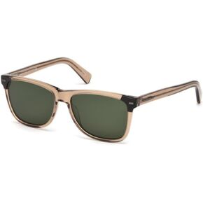 نظارة شمسية Ermenegildo Zegna EZ0082 - اطار بني فاتح لامع، عدسات خضراء، 56 مم EZ00825645N in Kuwait