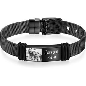 Personalized Custom Name Photo Bracelets for Men Customized Picture Bracelet Gifts for Boyfriend Husband Father Day in Kuwait