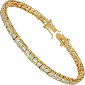 LIFETIME JEWELRY Princess Cut Cubic Zirconia Classic Tennis Bracelet 24k Gold Plated in Kuwait