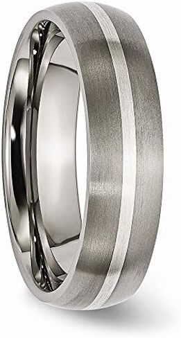 Sonia Jewels Titanium 925 Sterling Silver-Inlay 6mm Matte Brushed Finish Wedding Band Ring in Saudi Arabia