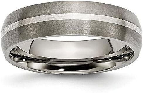 Sonia Jewels Titanium 925 Sterling Silver-Inlay 6mm Matte Brushed Finish Wedding Band Ring in Saudi Arabia