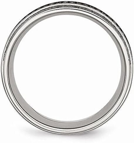 Solid Stainless Steel 1/2ct tw. Diamond Ridged Edge 10mm Men's Wedding Band Ring in Saudi Arabia