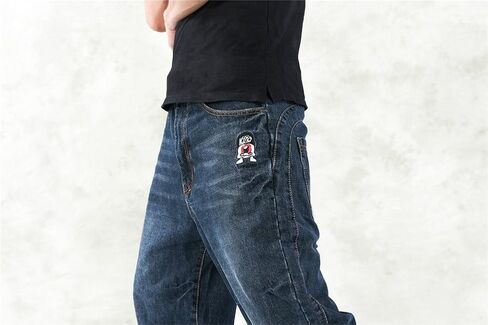 QIBOE Men's Fashion Hip Hop Baggy Jeans Denim in Saudi Arabia