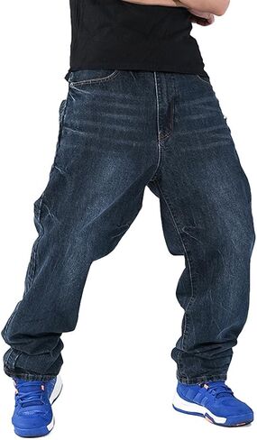 QIBOE Men's Fashion Hip Hop Baggy Jeans Denim in Saudi Arabia