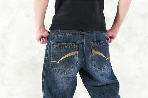QIBOE Men's Fashion Hip Hop Baggy Jeans Denim in Saudi Arabia